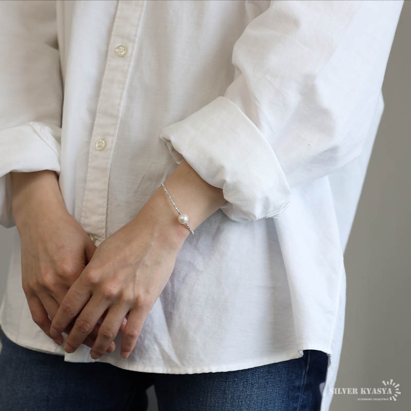 シルバー925 淡水パールブレスレット [cb104]