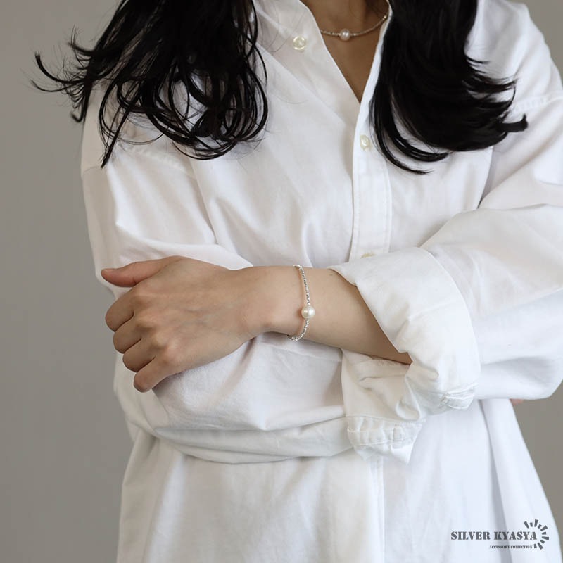 シルバー925 淡水パールブレスレット [cb104]