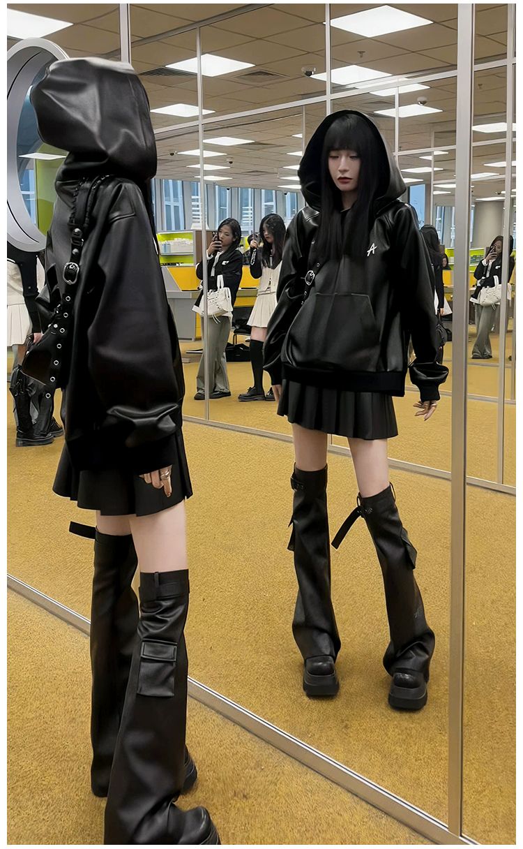 メガ割セットアップ 涼しく楽ちんセットアップ韓国ファッション サブカル 地雷系 ファッション 感 おしゃれ 系 サブカル ブラック毛皮の服 フードコート プリーツスカート 三点セット960 メガ割セットアップ 涼しく楽ちんセットアップ韓国ファッション サブカル 地雷系 ファッション 感 おしゃれ 系 サブカル ブラック毛皮の服 フードコート プリーツスカート 三点セット960