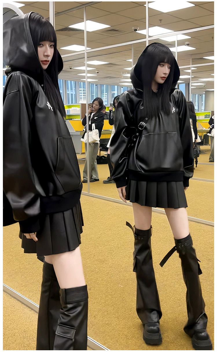 メガ割セットアップ 涼しく楽ちんセットアップ韓国ファッション サブカル 地雷系 ファッション 感 おしゃれ 系 サブカル ブラック毛皮の服 フードコート プリーツスカート 三点セット960 メガ割セットアップ 涼しく楽ちんセットアップ韓国ファッション サブカル 地雷系 ファッション 感 おしゃれ 系 サブカル ブラック毛皮の服 フードコート プリーツスカート 三点セット960