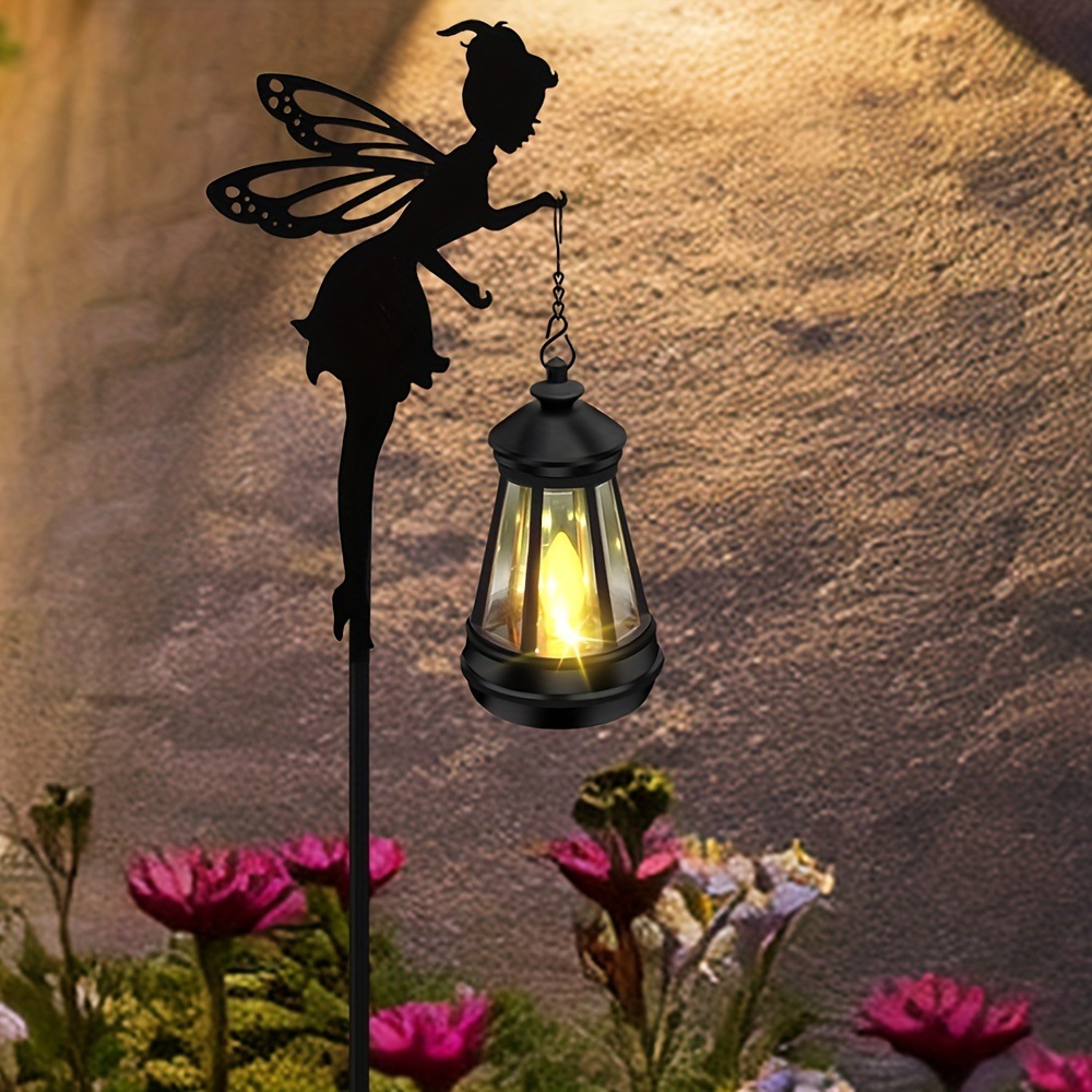 2個 ソーラーフェアリーシルエットランタン - ウォータープルーフLEDガーデンステークライトパティオ・芝生・バラ園用のユニークな金属製屋外デコレーションクリスマスや誕生日プレゼントに最適 2個 ソーラーフェアリーシルエットランタン - ウォータープルーフLEDガーデンステークライトパティオ・芝生・バラ園用のユニークな金属製屋外デコレーションクリスマスや誕生日プレゼントに最適