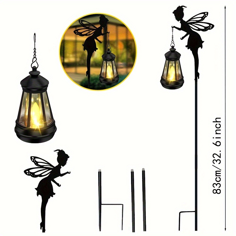 2個 ソーラーフェアリーシルエットランタン - ウォータープルーフLEDガーデンステークライトパティオ・芝生・バラ園用のユニークな金属製屋外デコレーションクリスマスや誕生日プレゼントに最適 2個 ソーラーフェアリーシルエットランタン - ウォータープルーフLEDガーデンステークライトパティオ・芝生・バラ園用のユニークな金属製屋外デコレーションクリスマスや誕生日プレゼントに最適
