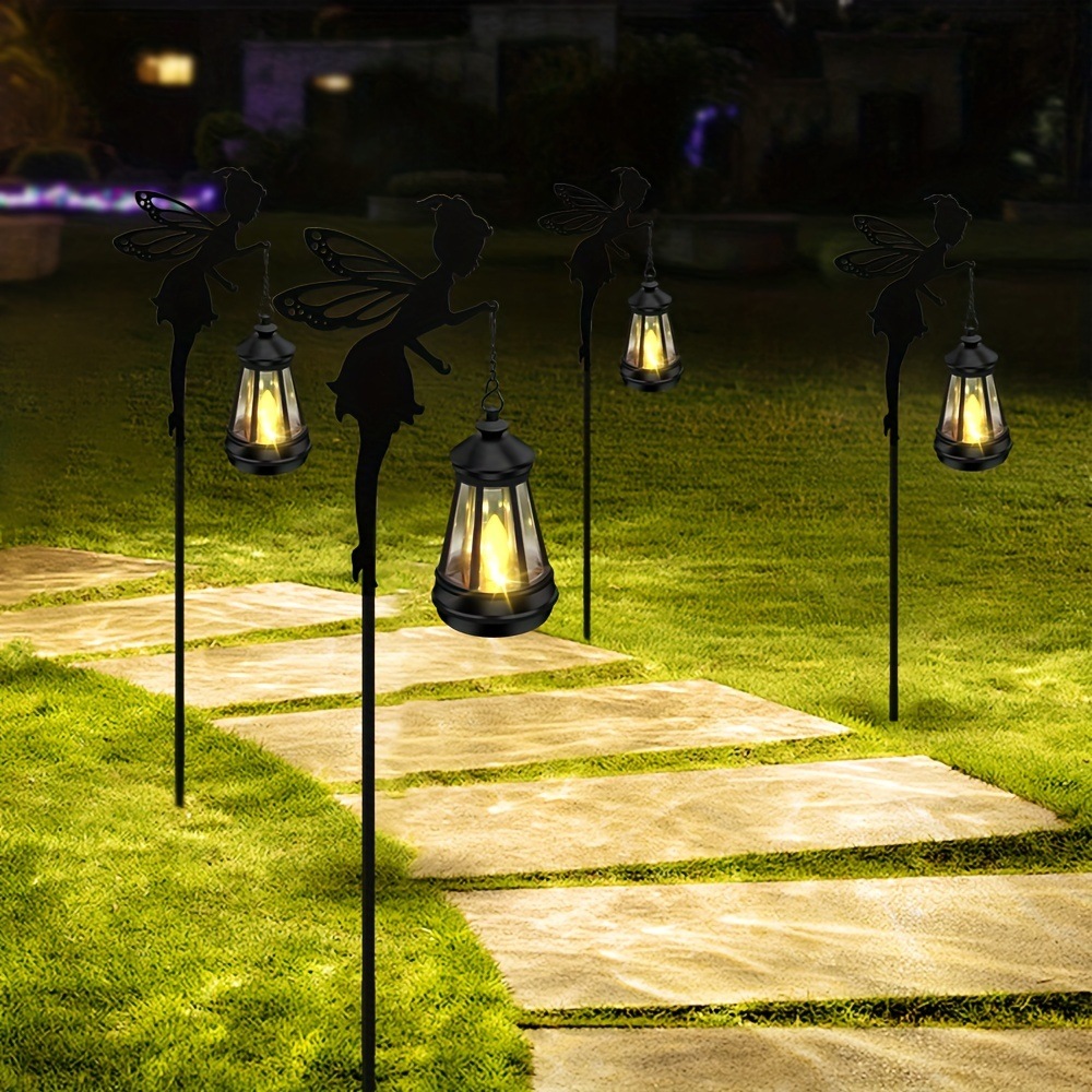 2個 ソーラーフェアリーシルエットランタン - ウォータープルーフLEDガーデンステークライトパティオ・芝生・バラ園用のユニークな金属製屋外デコレーションクリスマスや誕生日プレゼントに最適 2個 ソーラーフェアリーシルエットランタン - ウォータープルーフLEDガーデンステークライトパティオ・芝生・バラ園用のユニークな金属製屋外デコレーションクリスマスや誕生日プレゼントに最適