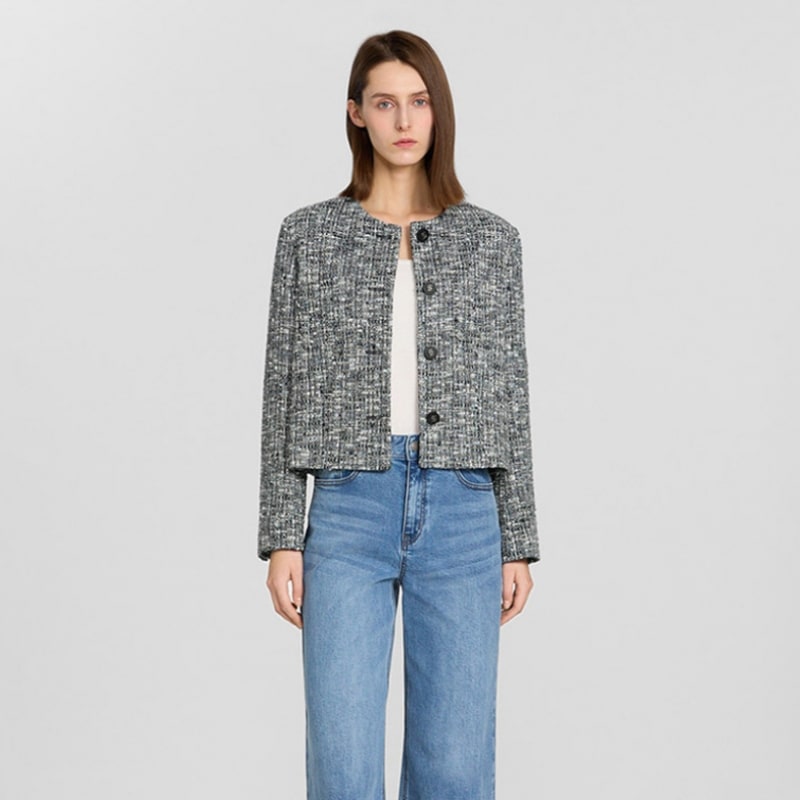 [Shes Miss] グリッターパッチポケットツイードジャケット_SWWJKP12100_NA