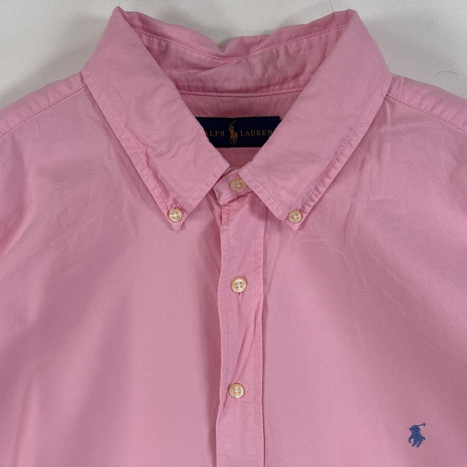 古着 長袖シャツ ボタンダウンシャツ ワンポイント ロゴ 刺繍 大きいサイズ 1XB ピンク 無地 メンズ 古着 長袖シャツ ボタンダウンシャツ ワンポイント ロゴ 刺繍 大きいサイズ 1XB ピンク 無地 メンズ