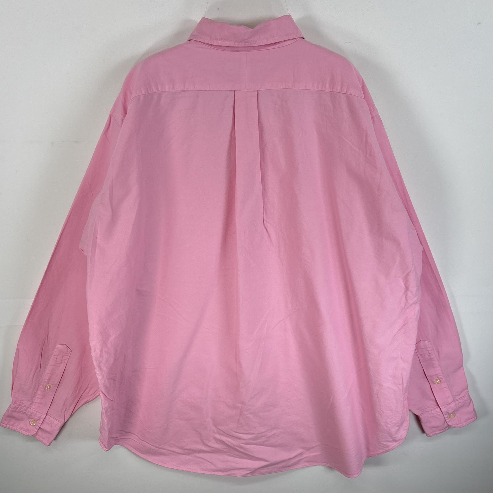 古着 長袖シャツ ボタンダウンシャツ ワンポイント ロゴ 刺繍 大きいサイズ 1XB ピンク 無地 メンズ 古着 長袖シャツ ボタンダウンシャツ ワンポイント ロゴ 刺繍 大きいサイズ 1XB ピンク 無地 メンズ