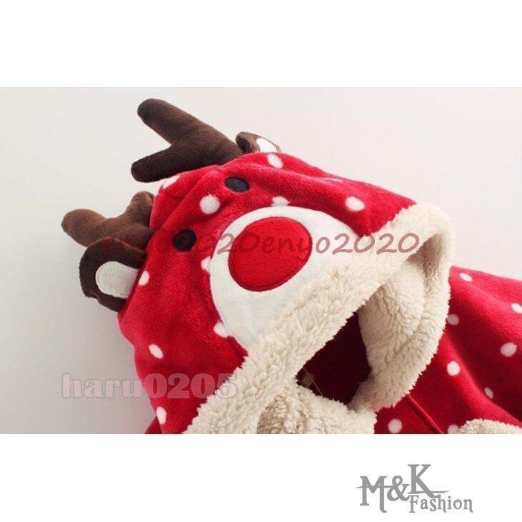 子供服 クリスマス ポンチョ マント コスプレ トナカイ キッズ 裏ボア サンタ衣装 ドット柄 女の子 フード付き ベビー服 可愛い 冬 防寒 マントコート アウター