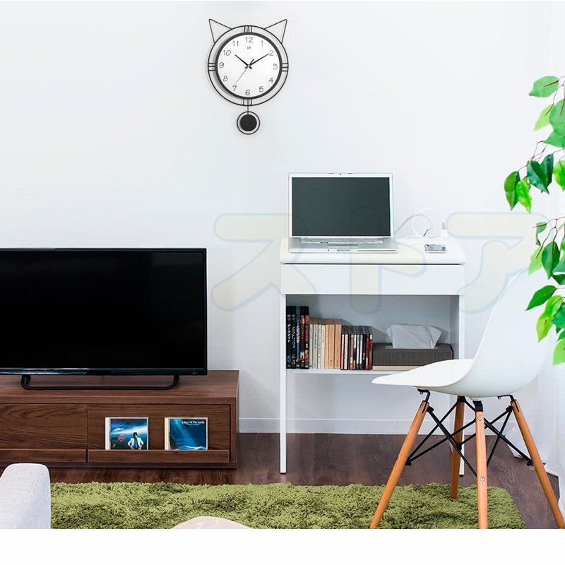 メガ割 掛け時計 壁掛け時計 振り子時計 時計 かわいい猫型時計 静音 おしゃれ モダン 見やすい お洒落 装飾 リビング インテリア飾り 引っ越しお祝い