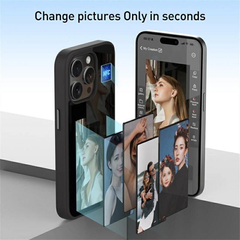 NFC DIYパターンの携帯電話ケース iPhoneケース 最新技術 自由に変換 スマホケース 充電しない iPhoneケース DIY　電子ペーパー　アイフォンケース　自由に変換 Nfc投影 スマホケ