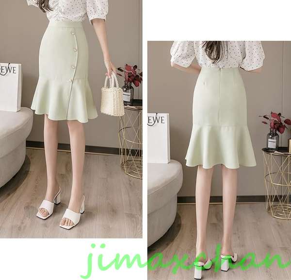 サマー　/ペプラムスカート　ガウンワンピース ミディアム丈 ミモレ丈　レディース　ミディアム丈 　無地　タイトスカートキシスカート　フレア　フォーマル　マーメイドラインスカート