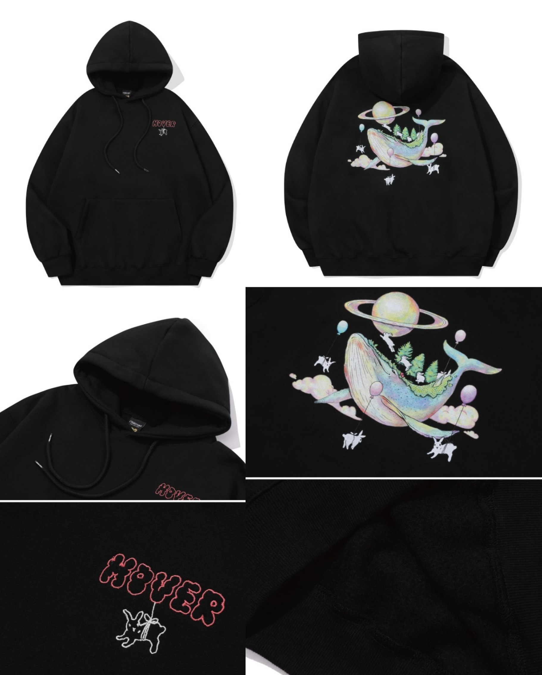 DTP ハーバー ホエール フーディー ブラック　UNISEX