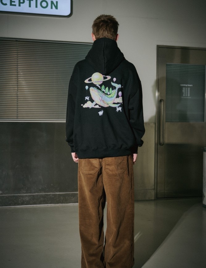 DTP ハーバー ホエール フーディー ブラック　UNISEX