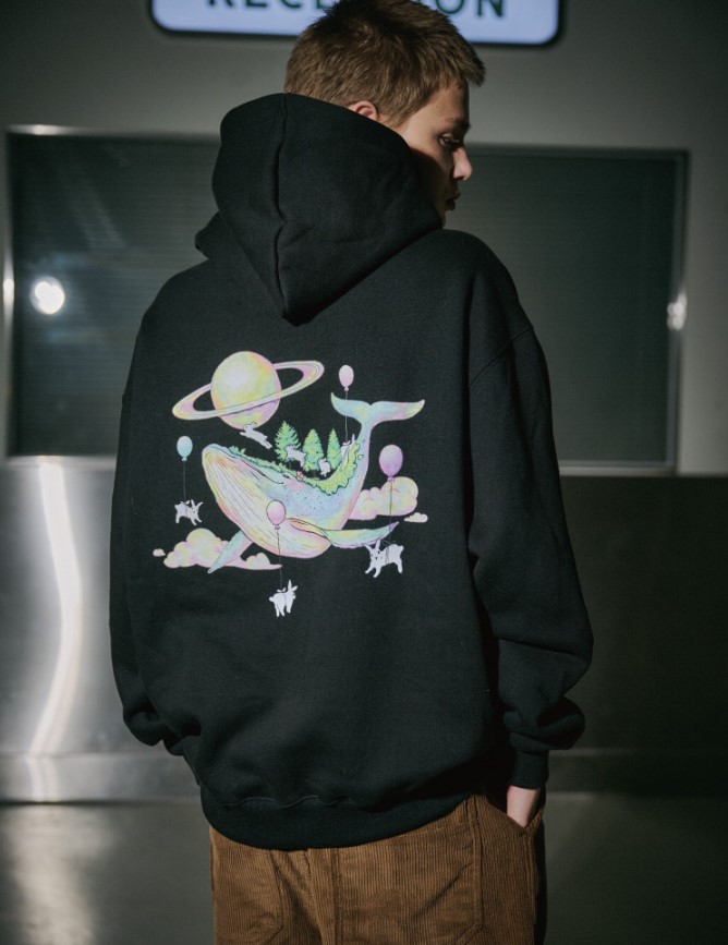 DTP ハーバー ホエール フーディー ブラック　UNISEX