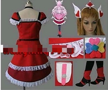 レッシュプリキュア風キュアパッション・東せつな コスプレ衣装 靴カバー付 レッシュプリキュア風キュアパッション・東せつな コスプレ衣装 靴カバー付