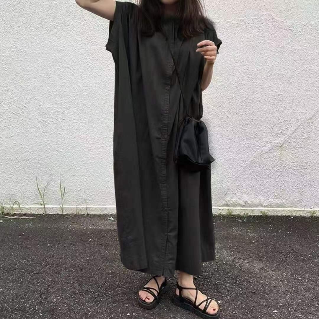 レディース ワンピース シャツワンピ マキシ 半袖 Uネック ラウンドネック オーバーサイズ フェミニン ストリート ボタン かわいい 大人可愛い きれいめ シンプル カジュアル おしゃれ レトロ レディース ワンピース シャツワンピ マキシ 半袖 Uネック ラウンドネック オーバーサイズ フェミニン ストリート ボタン かわいい 大人可愛い きれいめ シンプル カジュアル おしゃれ レトロ