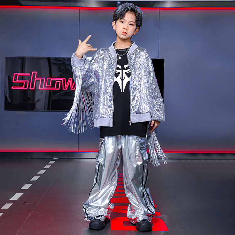 【70% 買戻し率】児童街舞潮服男女児童hiphop流蘇が少年爆街元日舞台ショー衣装を披露する