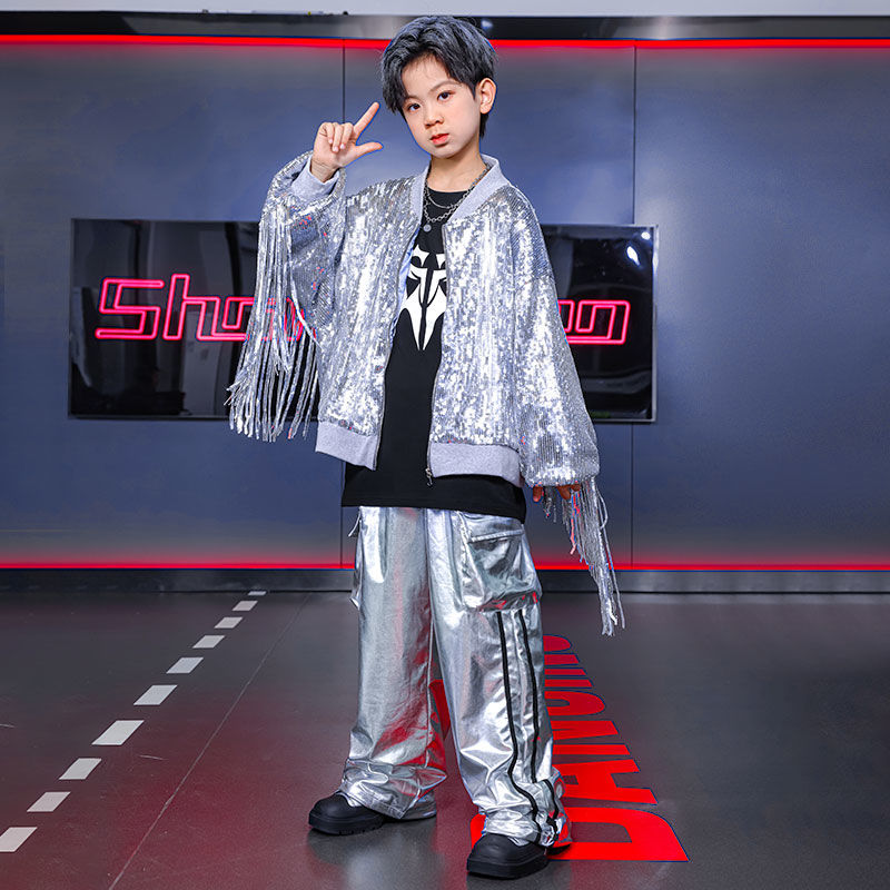 【70% 買戻し率】児童街舞潮服男女児童hiphop流蘇が少年爆街元日舞台ショー衣装を披露する