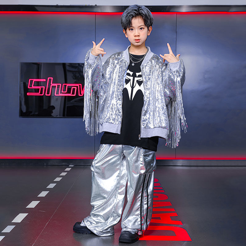 【70% 買戻し率】児童街舞潮服男女児童hiphop流蘇が少年爆街元日舞台ショー衣装を披露する
