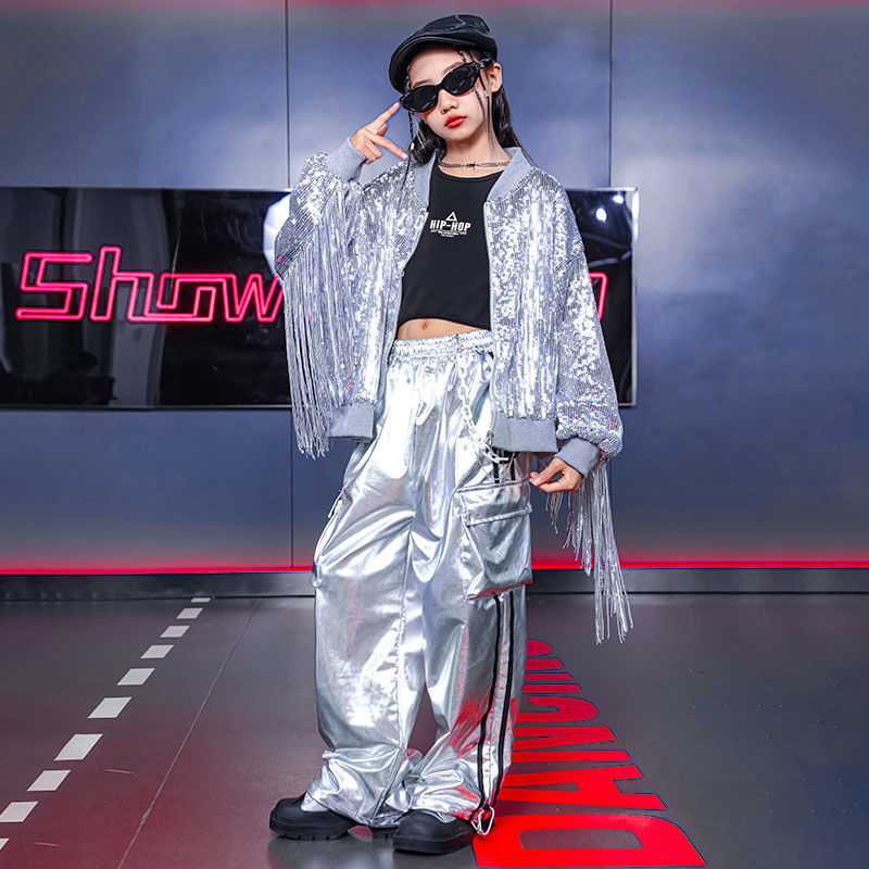 【70% 買戻し率】児童街舞潮服男女児童hiphop流蘇が少年爆街元日舞台ショー衣装を披露する