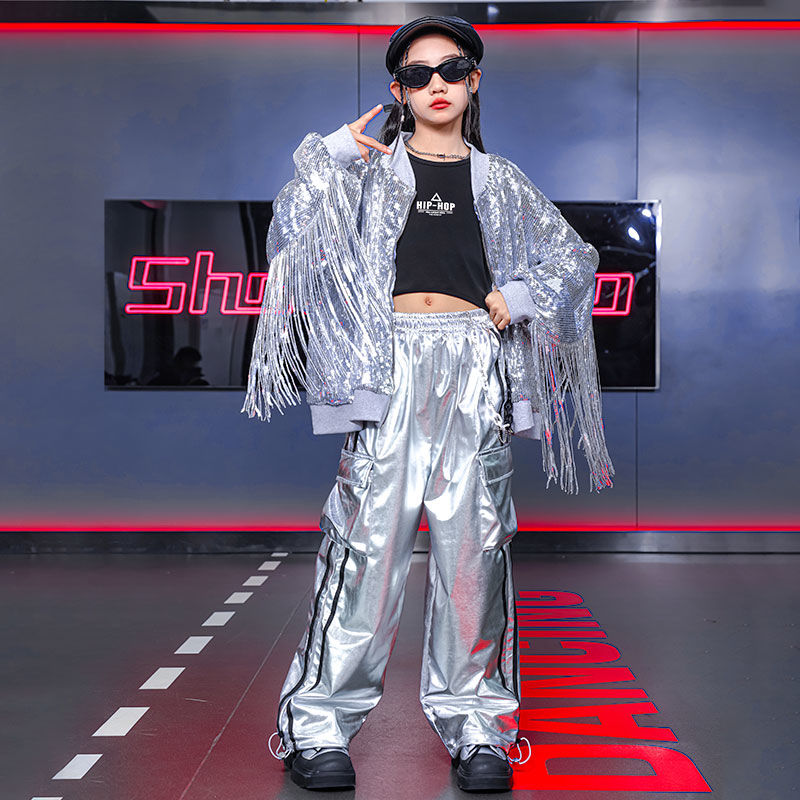 【70% 買戻し率】児童街舞潮服男女児童hiphop流蘇が少年爆街元日舞台ショー衣装を披露する