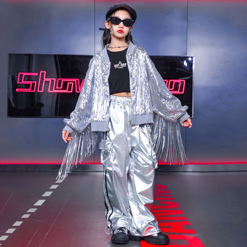 【70% 買戻し率】児童街舞潮服男女児童hiphop流蘇が少年爆街元日舞台ショー衣装を披露する