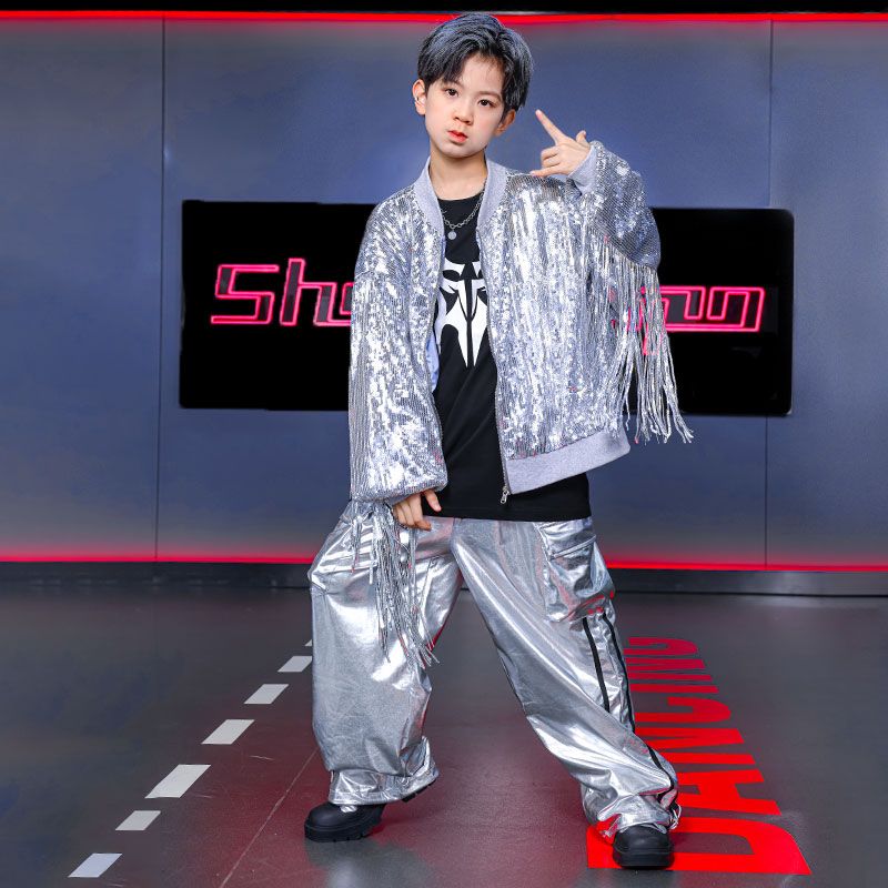 【70% 買戻し率】児童街舞潮服男女児童hiphop流蘇が少年爆街元日舞台ショー衣装を披露する