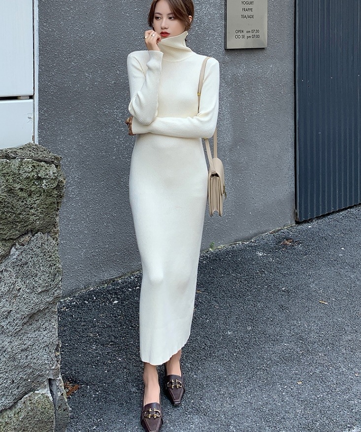 売れ筋商品 ハイネックニットワンピース ワンピース ワンピドレス ロング ロング丈 袖あり 長袖 ハイネック ニットワンピ サイズ Xl Sindsepers Org Br