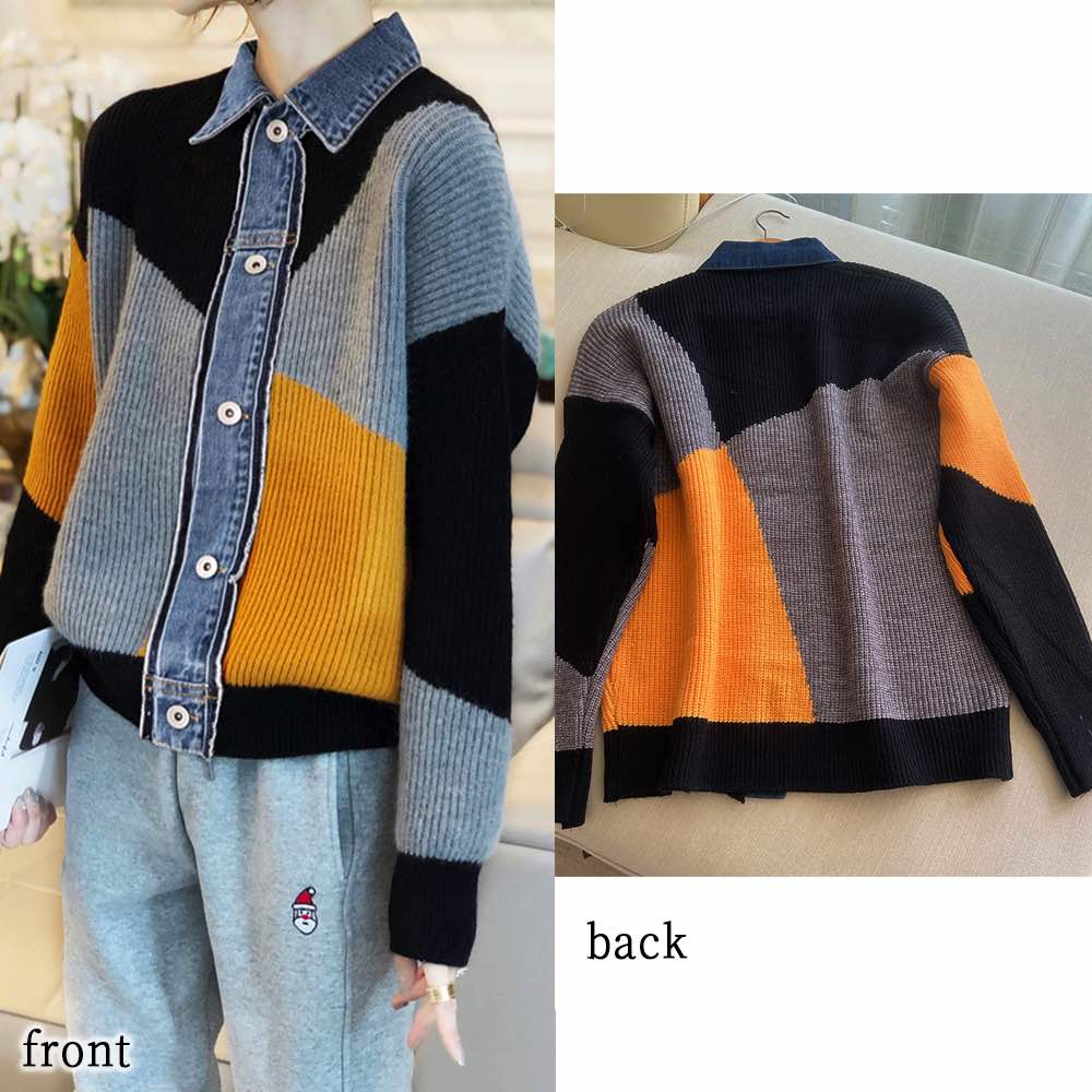 デニムジャケット レディース 異素材デニムニットジャケット パーカー トップス ジージャン 20代 ブランド 春 デニムシャツ アウター かわいい 可愛い 50代 40代 きれいめ デニム ノーカラー