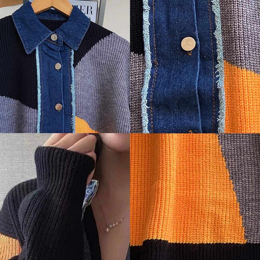 デニムジャケット レディース 異素材デニムニットジャケット パーカー トップス ジージャン 20代 ブランド 春 デニムシャツ アウター かわいい 可愛い 50代 40代 きれいめ デニム ノーカラー