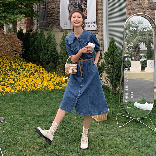 メインプッシュ2色薄片ドールカラーベルトデニムワンピース295 618 P115 K168 シフォンワンピ 全商品オープニング価格 特別価格 Vivalafocaccia Com