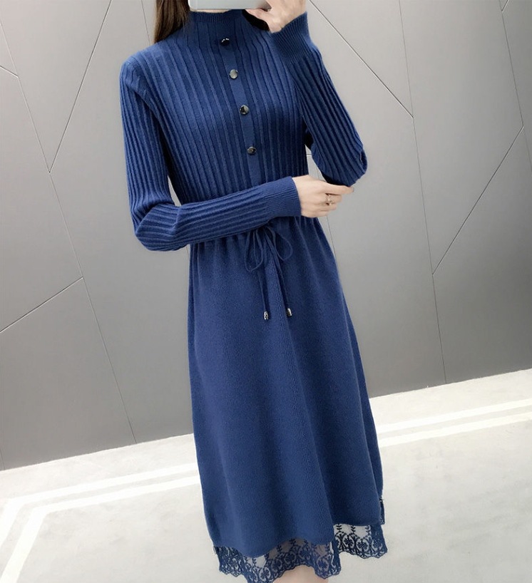 秋冬ロングワンピース 裾レースニットワンピース Aラインスカート カジュアルガーリーワンピース スカート ワンピース プルオーバー オールインワン ロングスカート ニットスカート 膝上 ロング 秋冬ロングワンピース 裾レースニットワンピース Aラインスカート カジュアルガーリーワンピース スカート ワンピース プルオーバー オールインワン ロングスカート ニットスカート 膝上 ロング