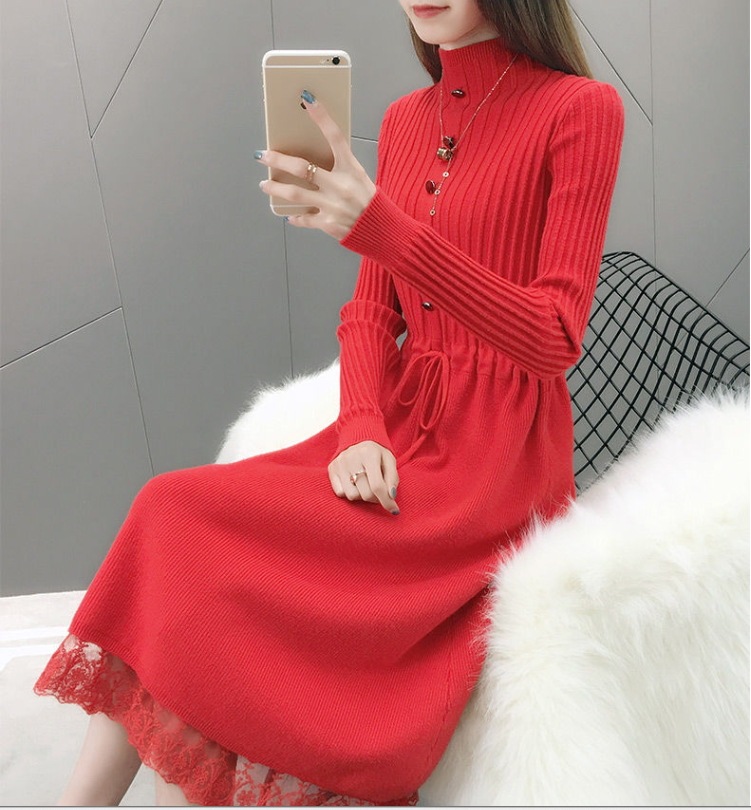 秋冬ロングワンピース 裾レースニットワンピース Aラインスカート カジュアルガーリーワンピース スカート ワンピース プルオーバー オールインワン ロングスカート ニットスカート 膝上 ロング 秋冬ロングワンピース 裾レースニットワンピース Aラインスカート カジュアルガーリーワンピース スカート ワンピース プルオーバー オールインワン ロングスカート ニットスカート 膝上 ロング