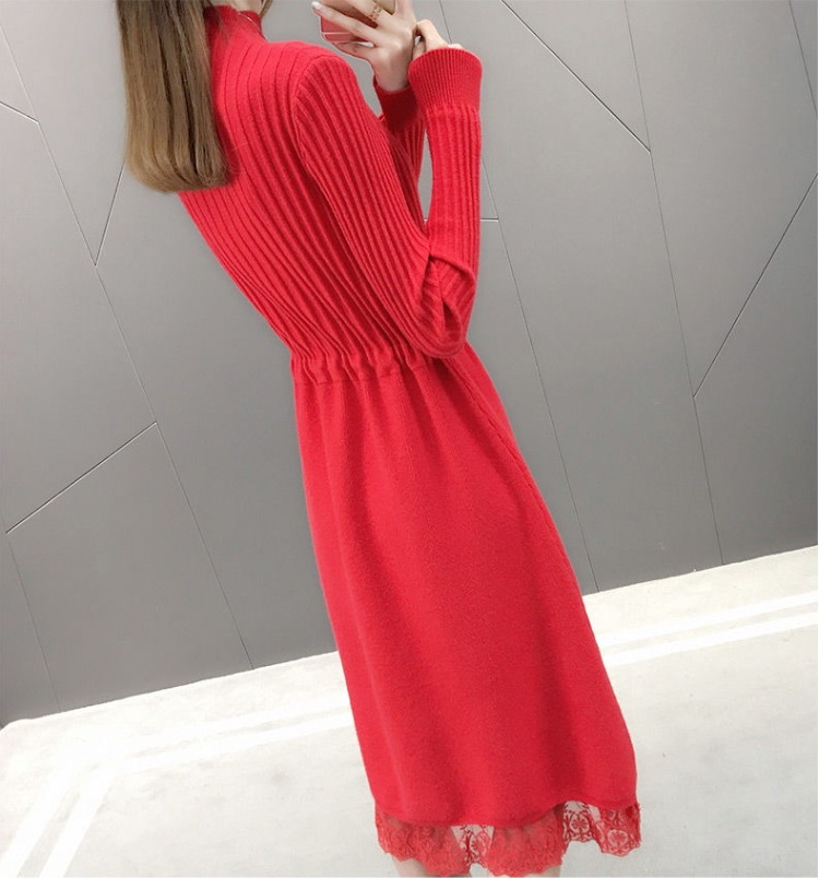 秋冬ロングワンピース 裾レースニットワンピース Aラインスカート カジュアルガーリーワンピース スカート ワンピース プルオーバー オールインワン ロングスカート ニットスカート 膝上 ロング 秋冬ロングワンピース 裾レースニットワンピース Aラインスカート カジュアルガーリーワンピース スカート ワンピース プルオーバー オールインワン ロングスカート ニットスカート 膝上 ロング