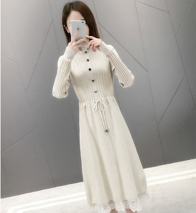 秋冬ロングワンピース 裾レースニットワンピース Aラインスカート カジュアルガーリーワンピース スカート ワンピース プルオーバー オールインワン ロングスカート ニットスカート 膝上 ロング 秋冬ロングワンピース 裾レースニットワンピース Aラインスカート カジュアルガーリーワンピース スカート ワンピース プルオーバー オールインワン ロングスカート ニットスカート 膝上 ロング