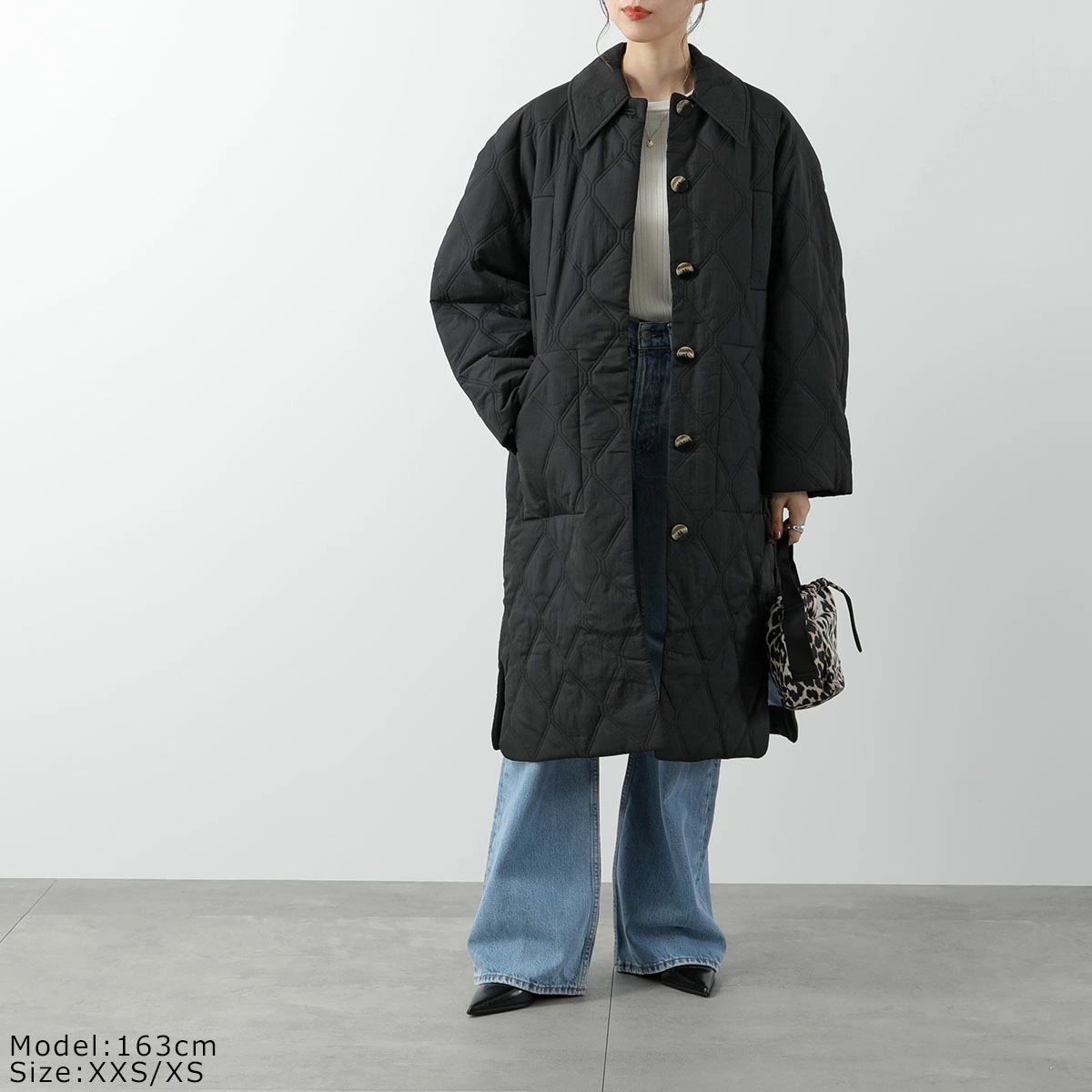 GANNI ガニー キルティングコート Quilt Raglan Midi Coat F9206 F9624 6747 レディース ジャケット 襟付き 軽量 カラー2色