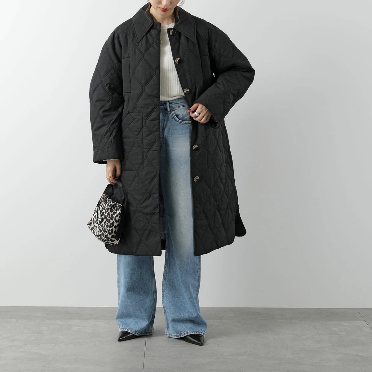 GANNI ガニー キルティングコート Quilt Raglan Midi Coat F9206 F9624 6747 レディース ジャケット 襟付き 軽量 カラー2色