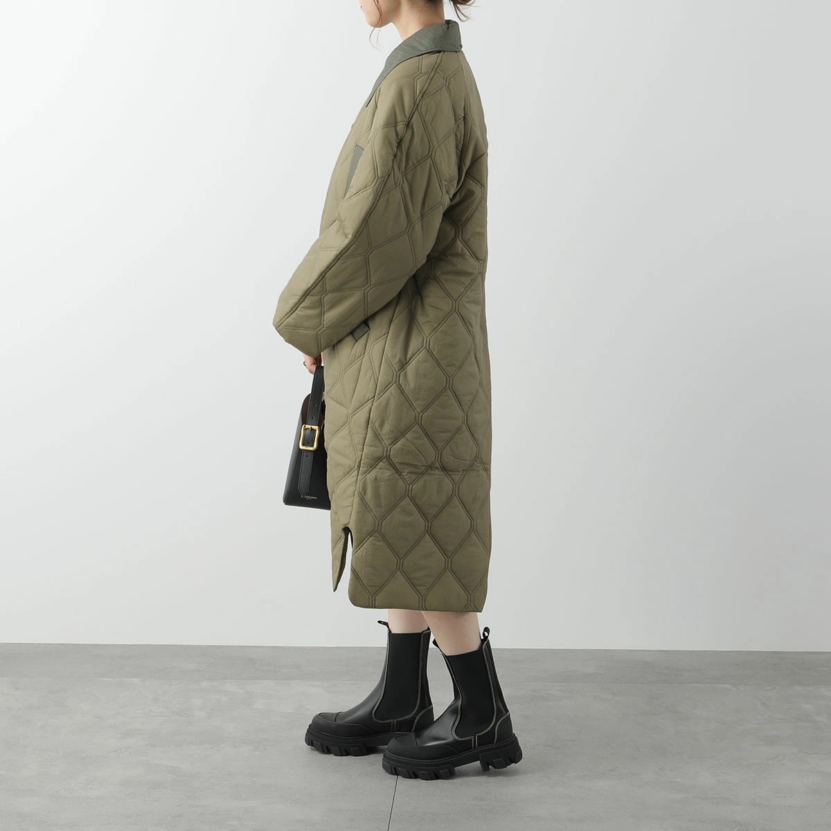 GANNI ガニー キルティングコート Quilt Raglan Midi Coat F9206 F9624 6747 レディース ジャケット 襟付き 軽量 カラー2色