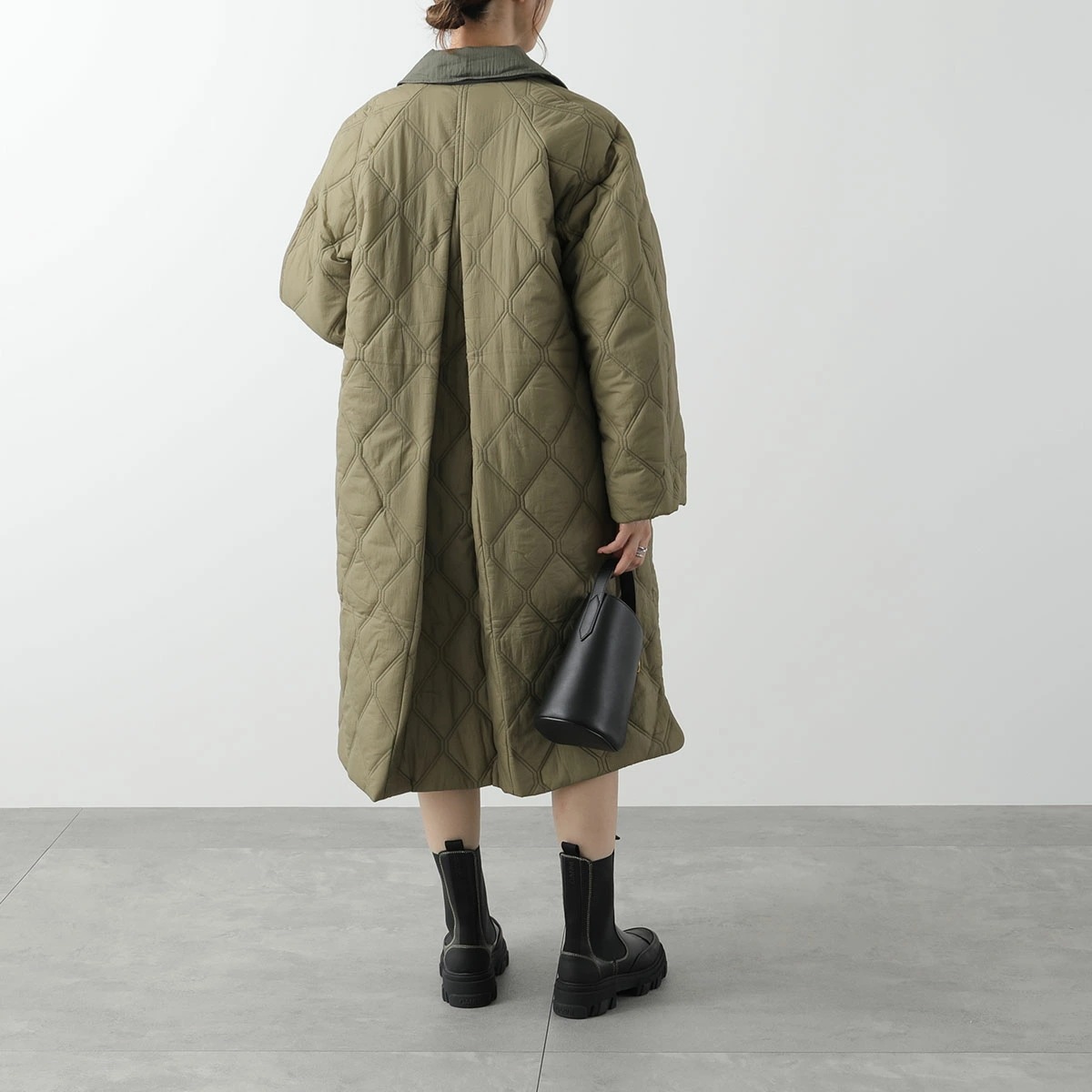 GANNI ガニー キルティングコート Quilt Raglan Midi Coat F9206 F9624 6747 レディース ジャケット 襟付き 軽量 カラー2色