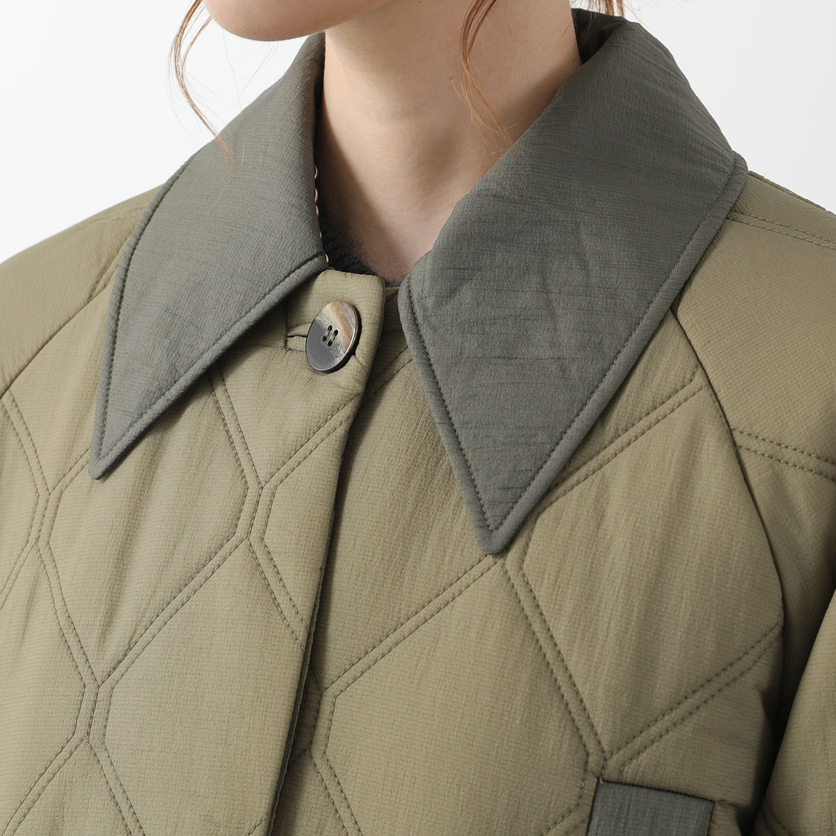 GANNI ガニー キルティングコート Quilt Raglan Midi Coat F9206 F9624 6747 レディース ジャケット 襟付き 軽量 カラー2色