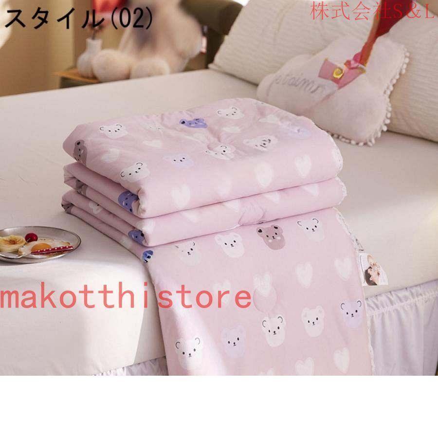 夏用 肌掛け布団 ダブル 単品売り かけぶとん リバーシブル 掛け布団 綿 肌触りいい 掛けふとん シングル 夏用布団 カバー不要 丸洗いOK 速乾性 通気性