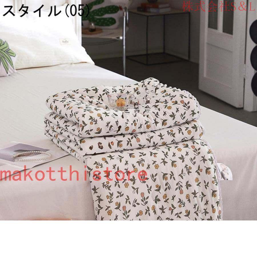 夏用 肌掛け布団 ダブル 単品売り かけぶとん リバーシブル 掛け布団 綿 肌触りいい 掛けふとん シングル 夏用布団 カバー不要 丸洗いOK 速乾性 通気性