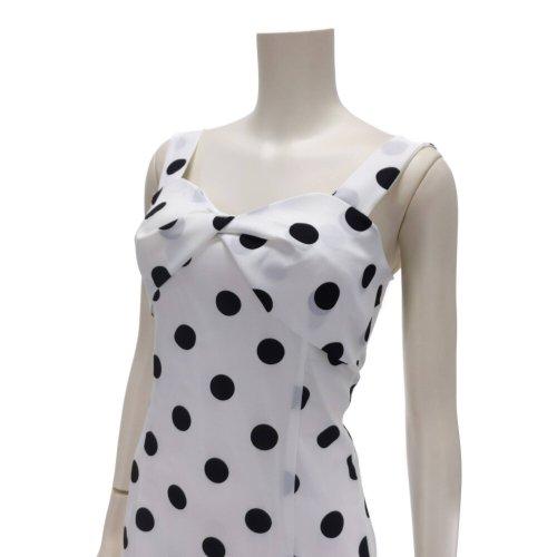 キャバドレス ナイトドレス ミディアムドレス ノースリーブ ワンピース スリット ドット柄 リボン レディース グラシア