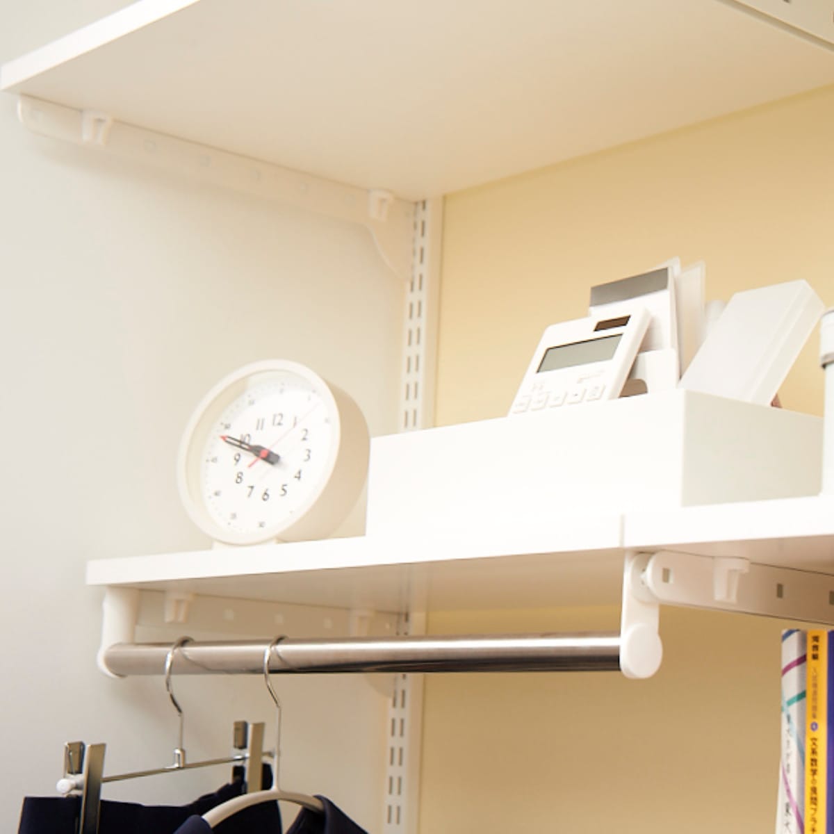 壁面収納 棚 パイプ付き ＴＰセット 幅75cm 奥行40cm フィットラック 棚板 ハンガーラック DIY 収納 吊り下げ収納 クローゼット ホワイト 可動棚 オープンラック 収納ラック