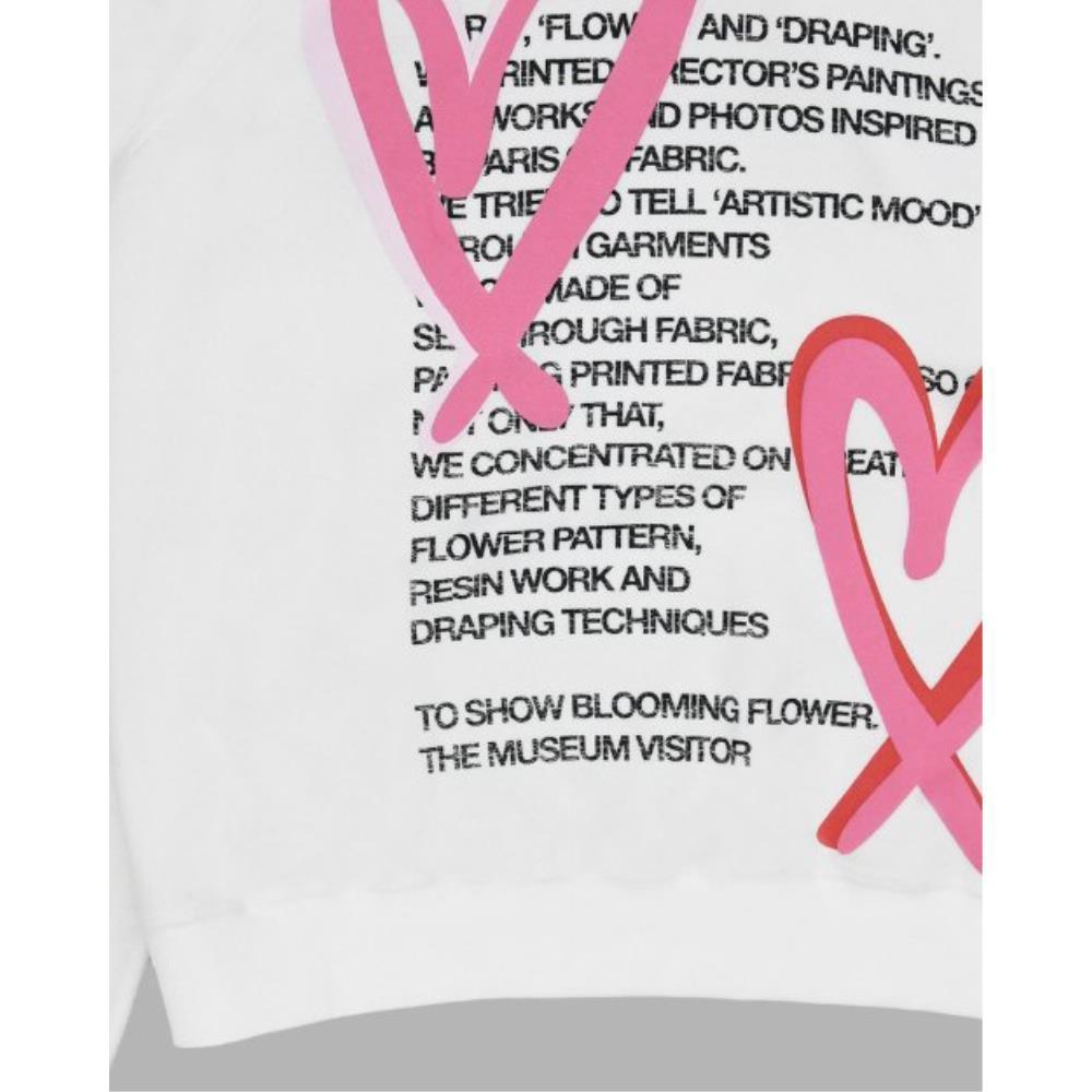 THE MUSEUM VISITOR HEART PRINTED INSIDEOUT HOODY WHITE 1 THE MUSEUM VISITOR HEART PRINTED INSIDEOUT HOODY WHITE 1