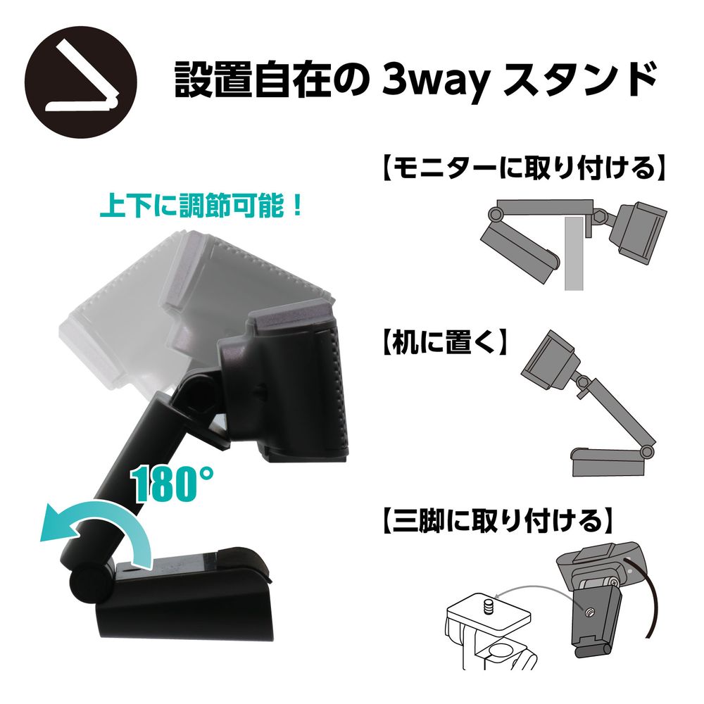 （まとめ買い）FullHD対応200万画素ウェブカメラ 91860 [x3セット]