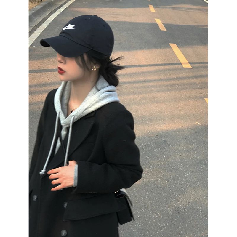 秋と冬の膝上ロングセクションツイードジャケット女性の小さなヘップバーンの質感のスーツツイードコートのでパッド入りの肥厚_7