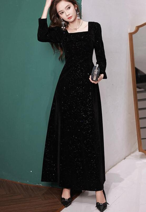 ドレス 大人 ピアノ 発表会 ロング丈 キラキラ ぽっちゃり 大きいサイズ イブニングドレス 演奏会 ピアノ発表会 袖付き ワンピース 二次会 女子会 誕生日会 大人可愛い SS-3L