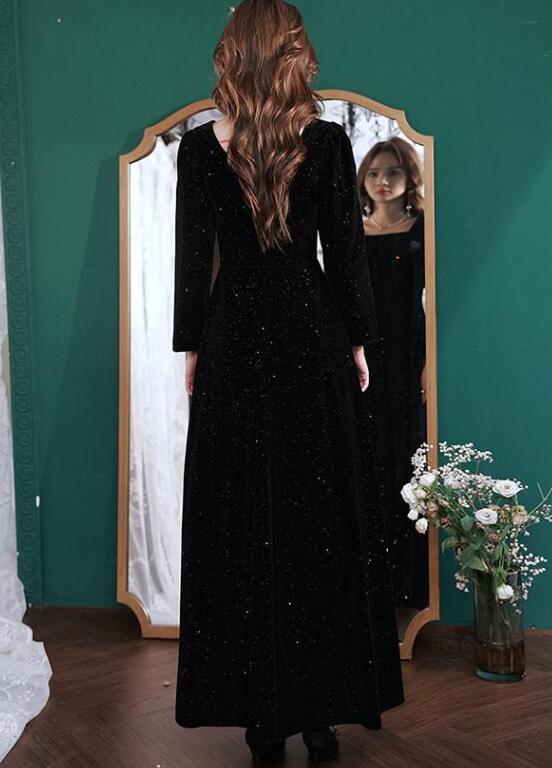 ドレス 大人 ピアノ 発表会 ロング丈 キラキラ ぽっちゃり 大きいサイズ イブニングドレス 演奏会 ピアノ発表会 袖付き ワンピース 二次会 女子会 誕生日会 大人可愛い SS-3L