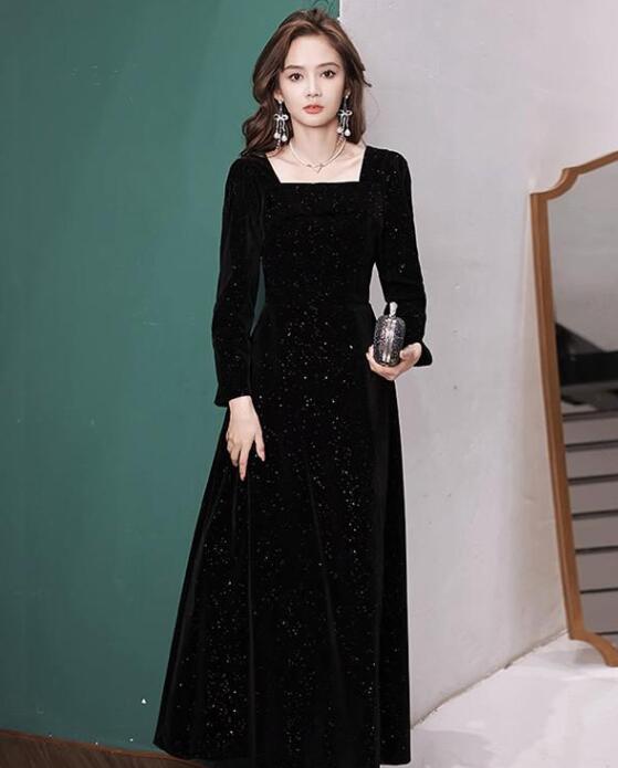 ドレス 大人 ピアノ 発表会 ロング丈 キラキラ ぽっちゃり 大きいサイズ イブニングドレス 演奏会 ピアノ発表会 袖付き ワンピース 二次会 女子会 誕生日会 大人可愛い SS-3L