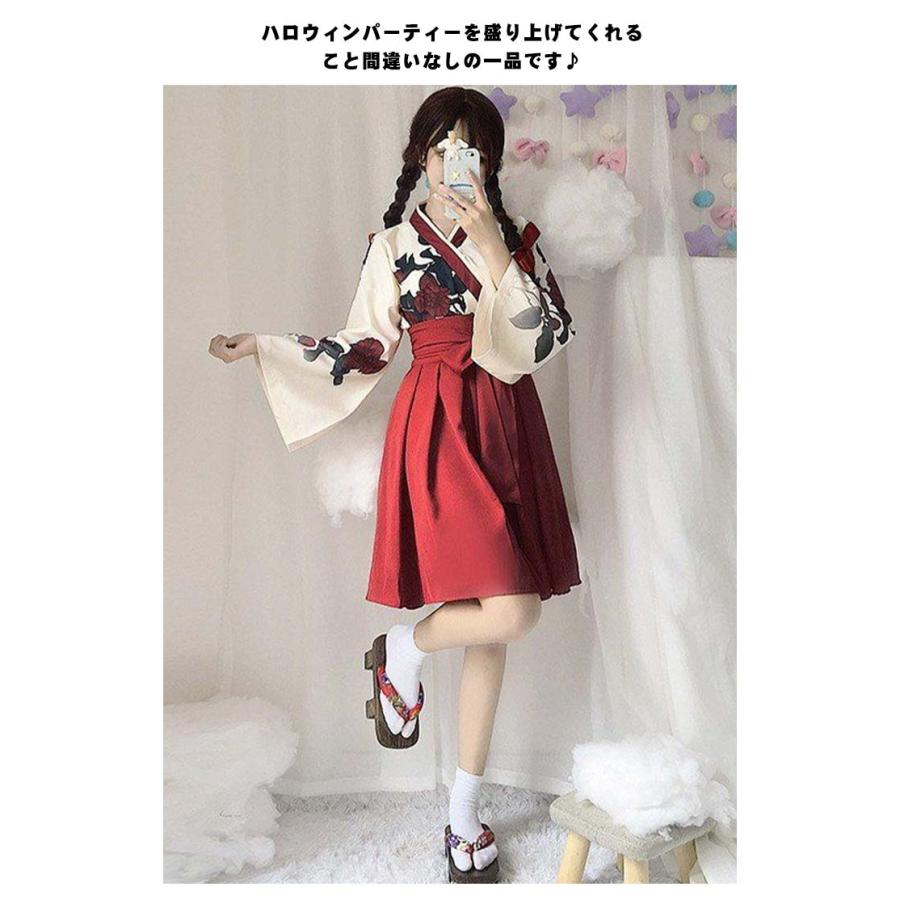 [超激安]9月更新巫女服 巫女 着物 浴衣 和服 和装 エロ コスプレ衣装 ハロウィン コスプレ 仮装 レディース ２点セット ロリータ コスプレ 和風 花柄 ロング